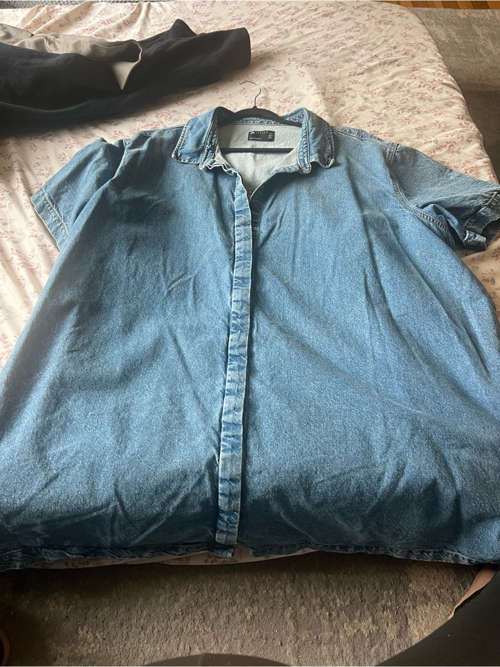 ASOS Curve Light Blue Denim Button-Front Mini Dress